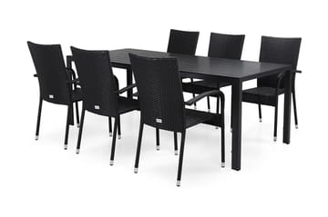 Tunis Spisegruppe 205+6 Thor Light Stoler - Svart - Hagemøbler - Hagegruppe - Spisegrupper hage