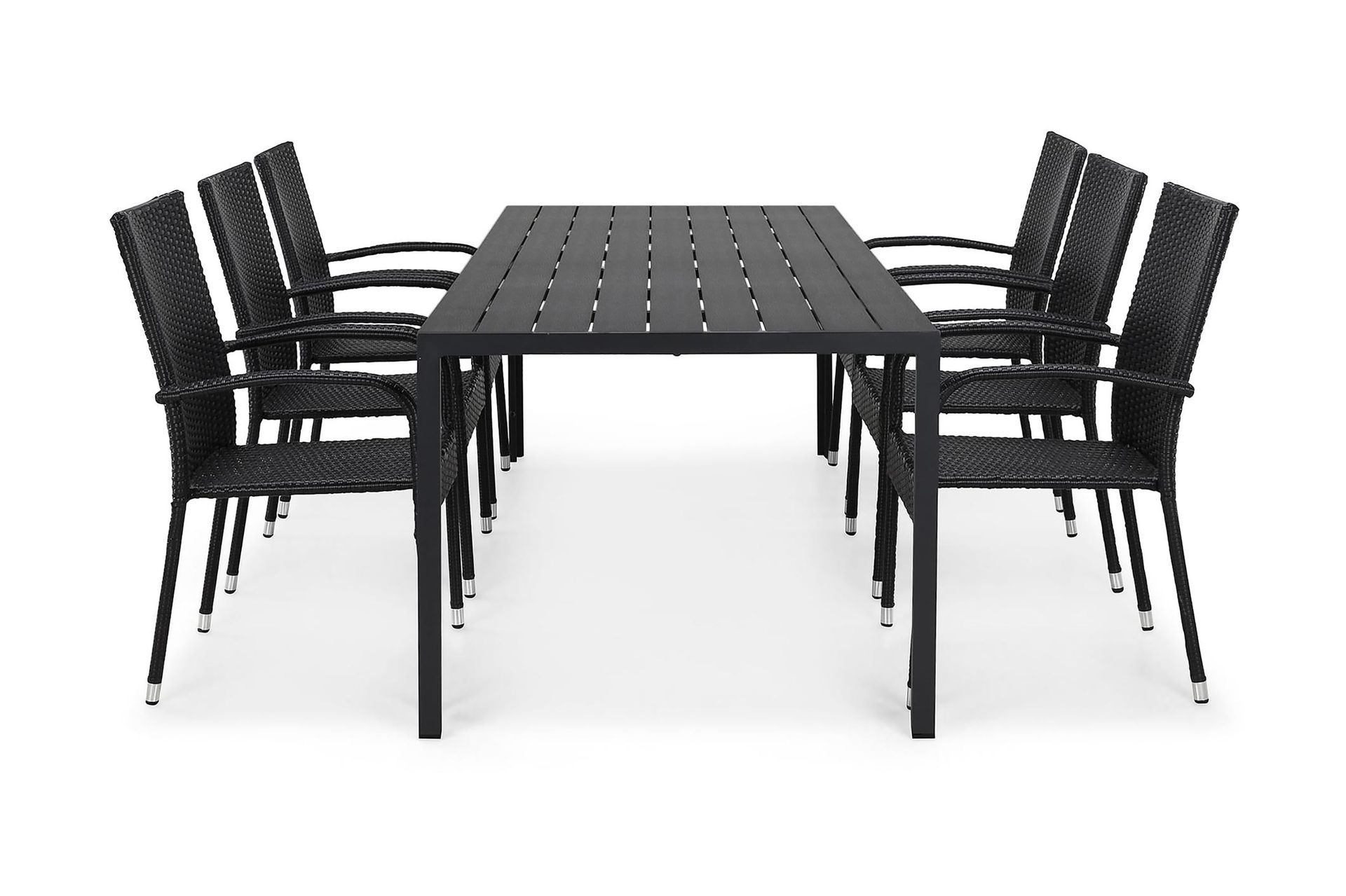 Tunis Spisegruppe 205+6 Thor Light Stoler - Svart - Hagemøbler - Hagegruppe - Spisegrupper hage