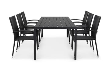 Tunis Spisegruppe 205+6 Thor Light Stoler - Svart - Hagemøbler - Hagegruppe - Spisegrupper hage