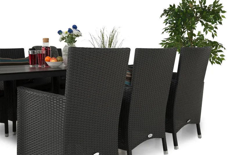Tunis Spisegruppe 205+6 Thor Lyx Stoler - Svart - Hagemøbler - Hagegruppe - Spisegrupper hage