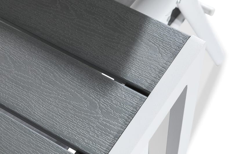 Tunis Spisegruppe 205x90 + 6 Maggie Posisjonsstol - Hvit/Grå - Hagemøbler - Hagegruppe - Spisegrupper hage