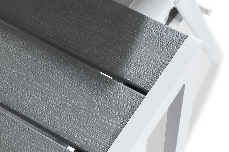 Tunis Spisegruppe 205x90 + 6 Maggie Posisjonsstol - Hvit/Grå - Hagemøbler - Hagegruppe - Spisegrupper hage