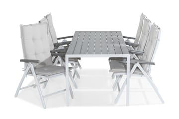 Tunis Spisegruppe 205x90 + 6 Monaco Lyx Posisjonsstol m Pute