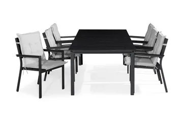 Tunis Spisegruppe 205x90 + 6 Tunis Stablestol m Pute