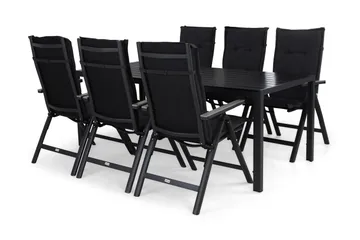 Tunis Spisegruppe 205x90+6 Monaco Light Posisjonsstol m Pute