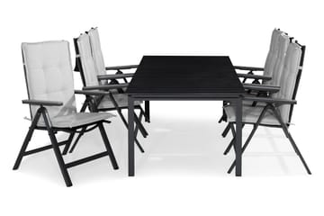 Tunis Spisegruppe 205x90+6 Monaco Light Posisjonsstol m Pute