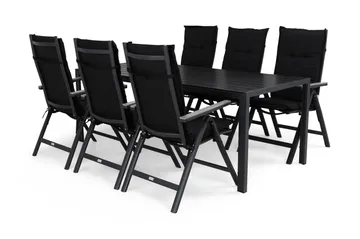 Tunis Spisegruppe 205x90+6 Monaco Light Posisjonsstol m Pute