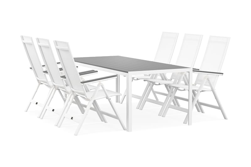 Tunis Spisegruppe 205x90 cm + 6 Monaco Posisjonsstoler - Hagemøbler - Hagegruppe - Spisegrupper hage