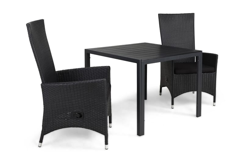 Tunis Spisegruppe 90+2 Jenny Regulerbare Stoler+Puter, Svart