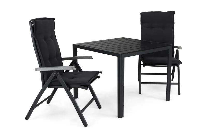 Tunis Spisegruppe 90+2 Monaco Lyx Posisjonsstoler+Puter, Svart/Grå