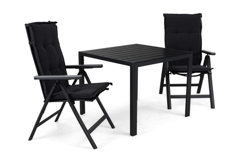 Tunis Spisegruppe 90+2 Monaco Posisjonsstoler+Puter, Svart/Grå