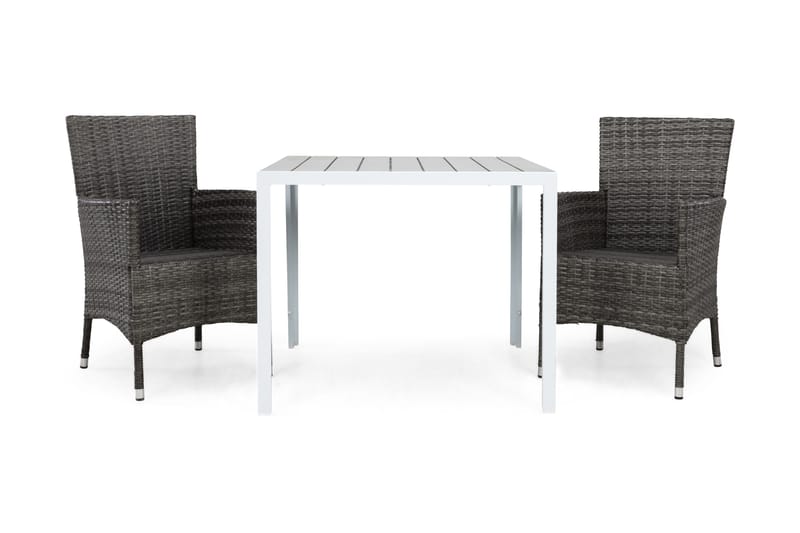 Tunis Spisegruppe 90+2 Thor Stoler - Hvit/Grå - Hagemøbler - Balkong - Balkongmøbler - Balkonggrupper