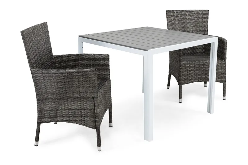 Tunis Spisegruppe 90+2 Thor Stoler - Hvit/Grå - Hagemøbler - Hagegruppe - Spisegrupper hage
