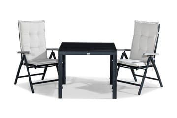 Tunis Spisegruppe 90x90 + 2 Monaco Lyx Posisjonsstol m Pute