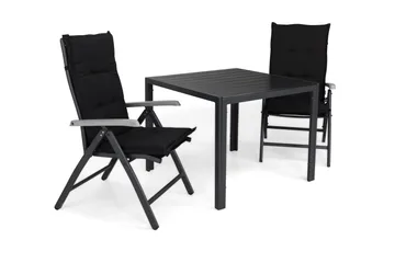 Tunis Spisegruppe 90x90 + 2 Monaco Lyx Posisjonsstol m Pute