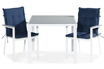 Tunis Spisegruppe 90x90 + 2 Stablestoler m Pute