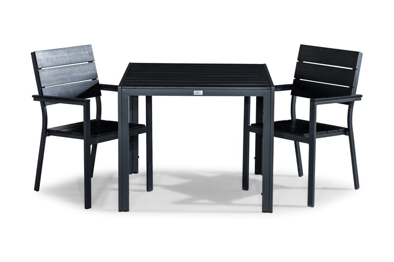 Tunis Spisegruppe 90x90 + 2 Stablestoler, Svart