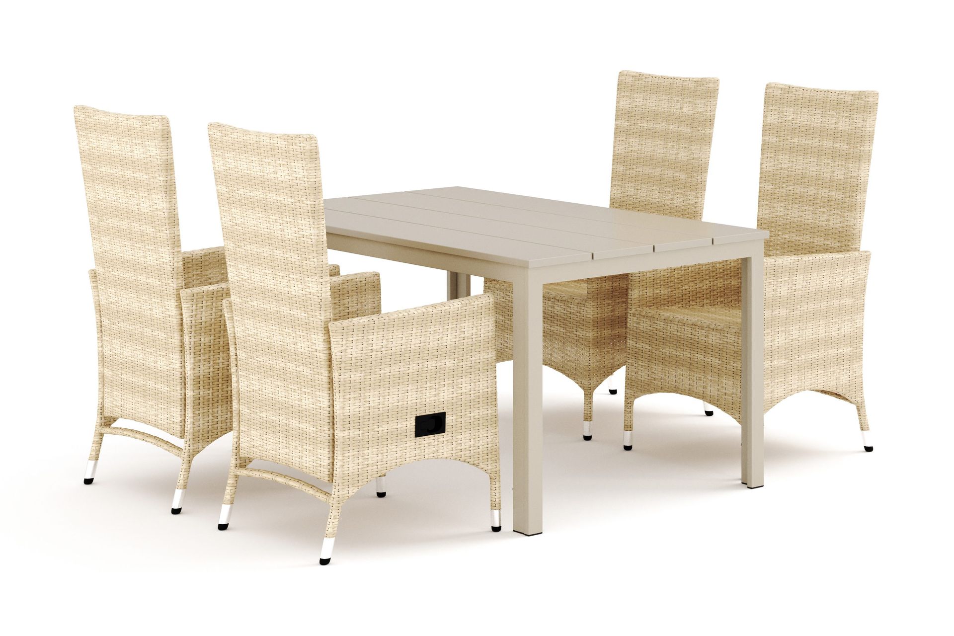 Tunis utendørs spisegruppe 140x90 cm med 4 Jenny spisestoler - Beige/Beige