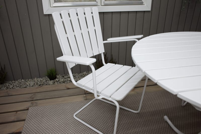 Vaxholm Spisegruppe Rund 100 cm + 4 Stoler Hvit - Hagemøbler - Hagegruppe - Spisegrupper hage