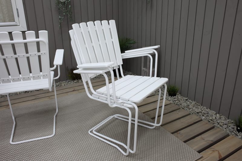 Vaxholm Spisegruppe Rund 100 cm + 4 Stoler Hvit - Hagemøbler - Hagegruppe - Spisegrupper hage