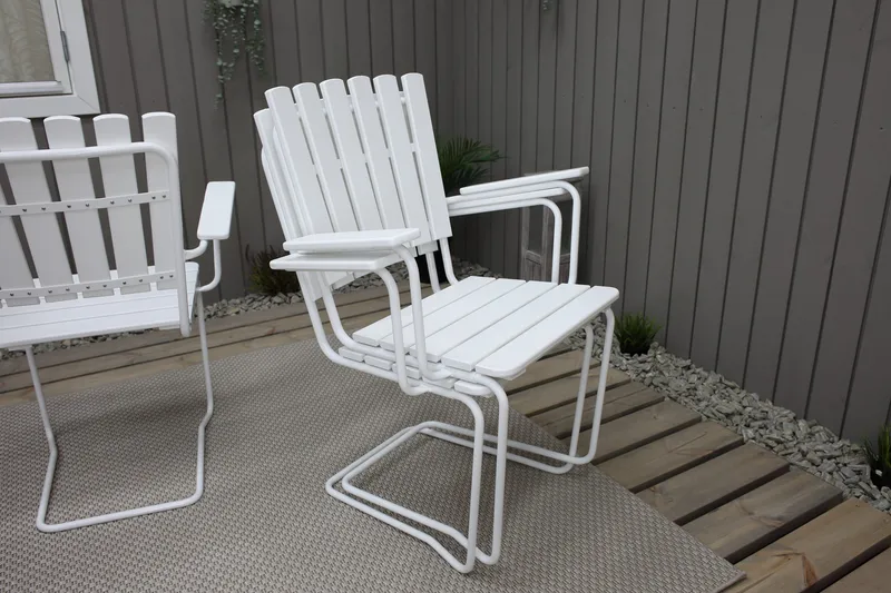 Vaxholm Spisegruppe Rund 100 cm + 4 Stoler Hvit - Hagemøbler - Hagegruppe - Spisegrupper hage