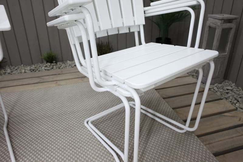 Vaxholm Spisegruppe Rund 100 cm + 4 Stoler Hvit - Hagemøbler - Hagegruppe - Spisegrupper hage