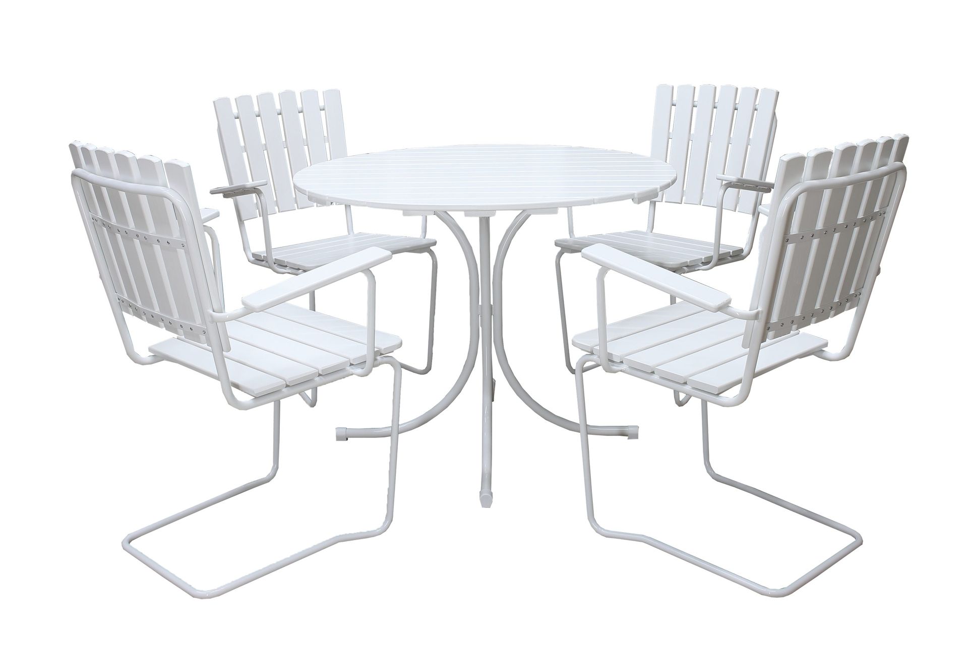 Vaxholm Spisegruppe Rund 100 cm + 4 Stoler Hvit -