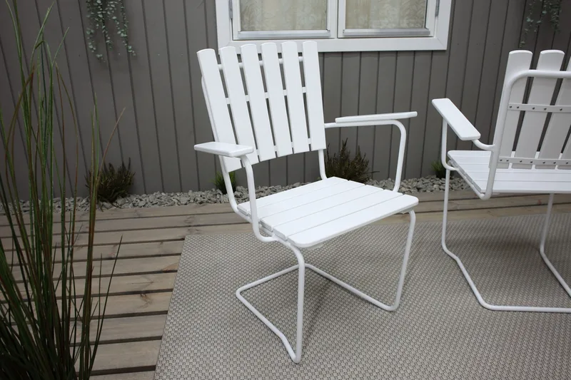 Vaxholm Spisegruppe Rund 100 cm + 4 Stoler Hvit - Hagemøbler - Hagegruppe - Spisegrupper hage
