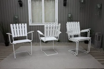 Vaxholm Spisegruppe Rund 100 cm + 4 Stoler Hvit - Hagemøbler - Hagegruppe - Spisegrupper hage