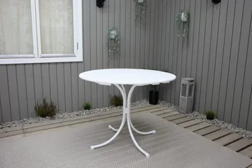 Vaxholm Spisegruppe Rund 100 cm + 4 Stoler Hvit - Hagemøbler - Hagegruppe - Spisegrupper hage
