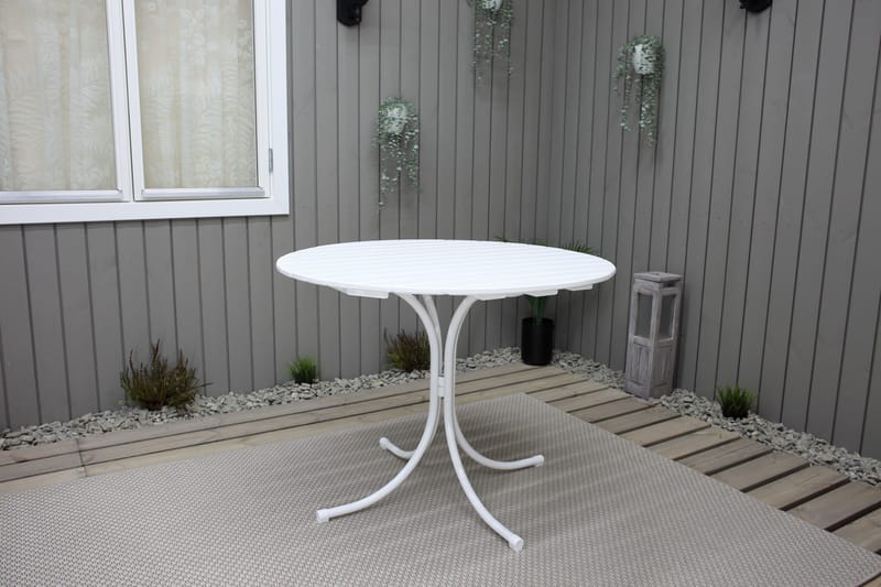 Vaxholm Spisegruppe Rund 100 cm + 4 Stoler Hvit - Hagemøbler - Hagegruppe - Spisegrupper hage
