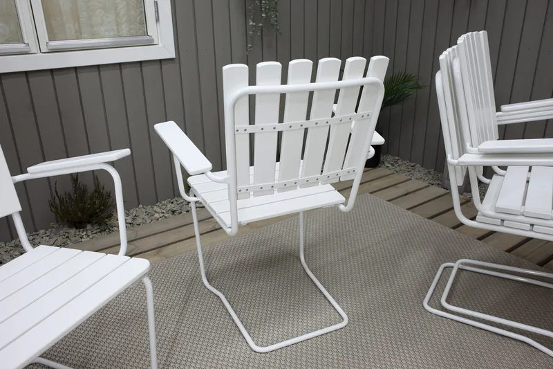 Vaxholm Spisegruppe Rund 100 cm + 4 Stoler Hvit - Hagemøbler - Hagegruppe - Spisegrupper hage
