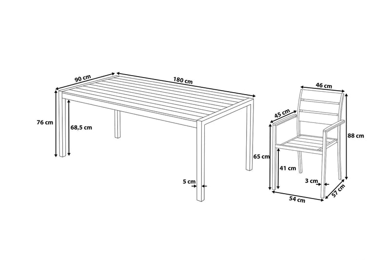 Vernio Spisegruppe - Hvit - Hagemøbler - Hagegruppe - Spisegrupper hage