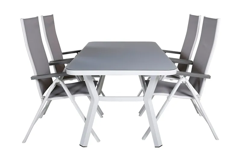 Virya Spisegruppe 160cm + 4 Albany Posisjonsstoler, Hvit