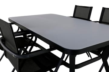 Virya Spisegruppe 160cm + 4 Alina Spisestoler - Svart - Hagemøbler - Hagegruppe - Spisegrupper hage