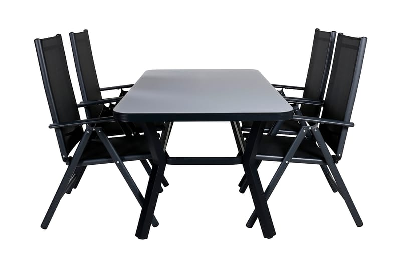 Virya Spisegruppe 160cm + 4 Break Posisjonsstoler - Hvit - Hagemøbler - Hagegruppe - Spisegrupper hage