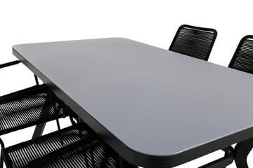Virya Spisegruppe 160cm + 4 Lindos Karmstoler - Svart/Natur - Hagemøbler - Hagegruppe - Spisegrupper hage