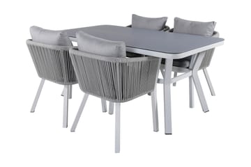Virya Spisegruppe 160cm + 4 Spisestoler - Svart/Natur - Hagemøbler - Hagegruppe - Spisegrupper hage