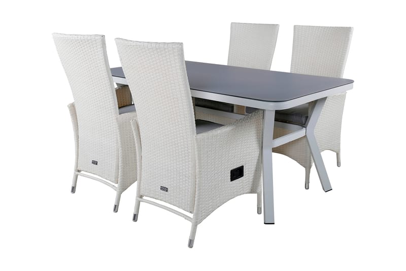 Virya Spisegruppe 160cm + 4 Padova Reclinerstoler - Svart/Natur - Hagemøbler - Hagegruppe - Spisegrupper hage