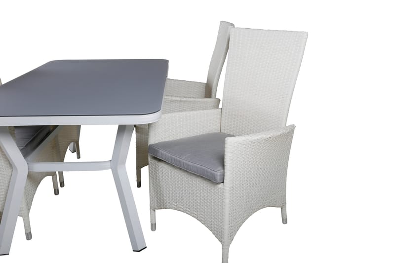 Virya Spisegruppe 160cm + 4 Padova Reclinerstoler - Svart/Natur - Hagemøbler - Hagegruppe - Spisegrupper hage