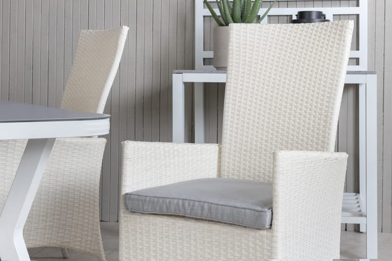 Virya Spisegruppe 160cm + 4 Padova Reclinerstoler - Svart/Natur - Hagemøbler - Hagegruppe - Spisegrupper hage
