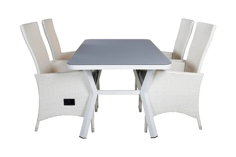 Virya Spisegruppe 160cm + 4 Padova Reclinerstoler, Svart/Natur