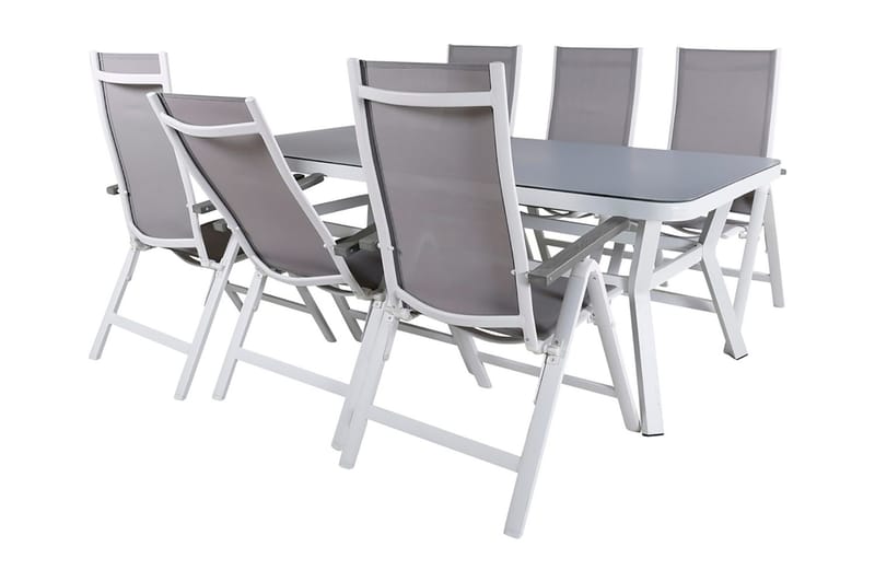 Virya Spisegruppe 160cm + 6 Albany Posisjonsstoler - Svart - Hagemøbler - Hagegruppe - Spisegrupper hage