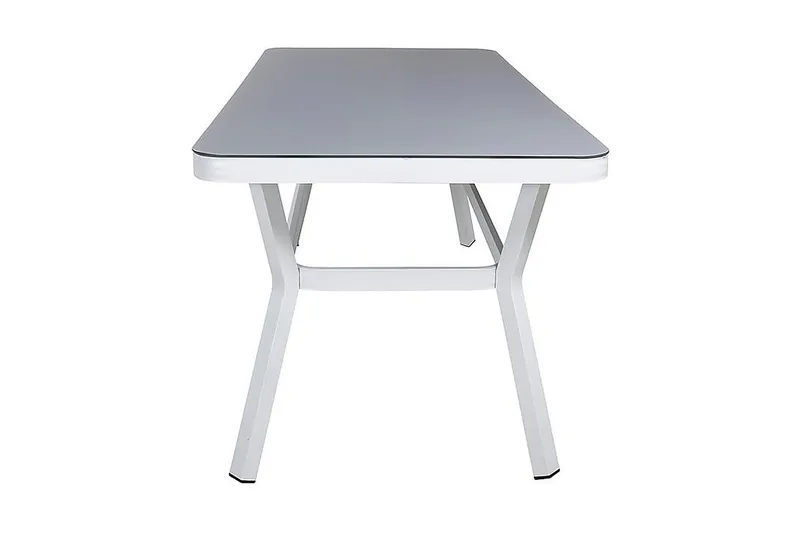 Virya Spisegruppe 160cm + 6 Albany Posisjonsstoler - Hvit/Grå - Hagemøbler - Hagegruppe - Spisegrupper hage