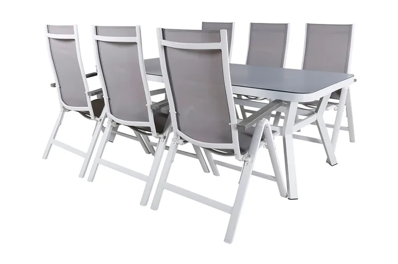 Virya Spisegruppe 160cm + 6 Albany Posisjonsstoler - Svart - Hagemøbler - Hagegruppe - Spisegrupper hage