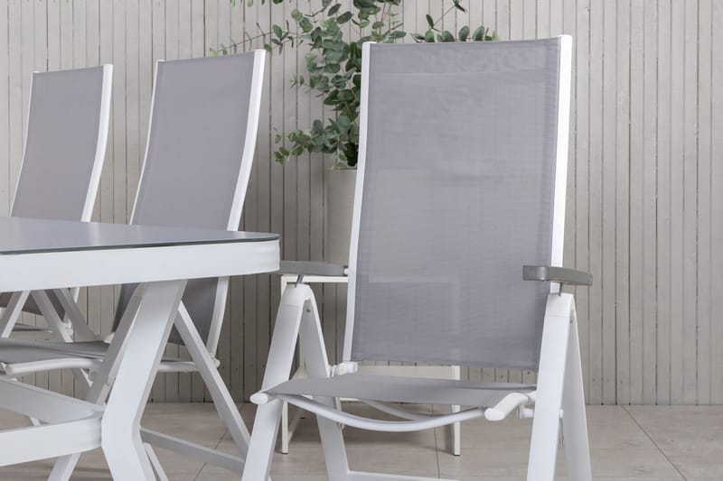 Virya Spisegruppe 160cm + 6 Albany Posisjonsstoler - Svart - Hagemøbler - Hagegruppe - Spisegrupper hage