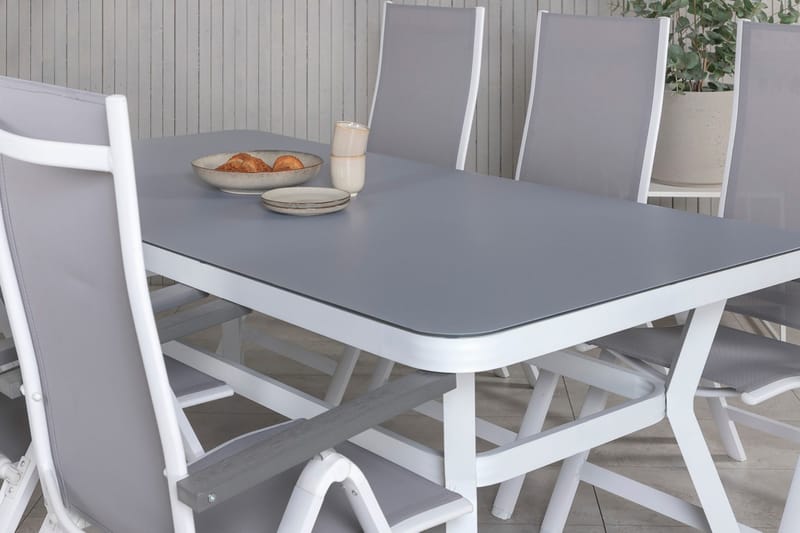 Virya Spisegruppe 160cm + 6 Albany Posisjonsstoler - Svart - Hagemøbler - Hagegruppe - Spisegrupper hage