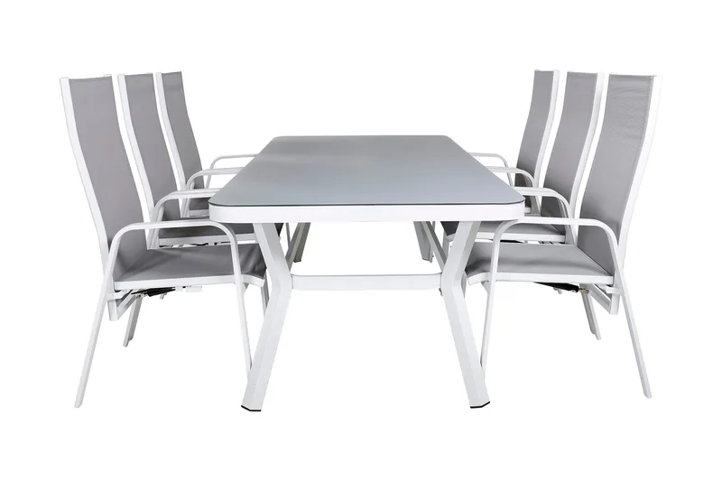 Virya Spisegruppe 160cm + 6 Copacabana Reclinerstoler, Svart