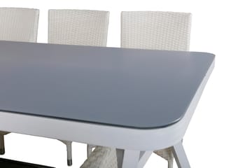 Virya Spisegruppe 160cm + 6 Malin Karmstoler - Svart/Grå - Hagemøbler - Hagegruppe - Spisegrupper hage