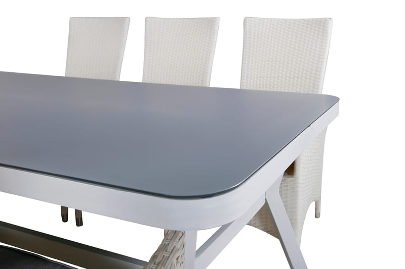 Virya Spisegruppe 160cm + 6 Padova Reclinerstoler - Hvit - Hagemøbler - Hagegruppe - Spisegrupper hage